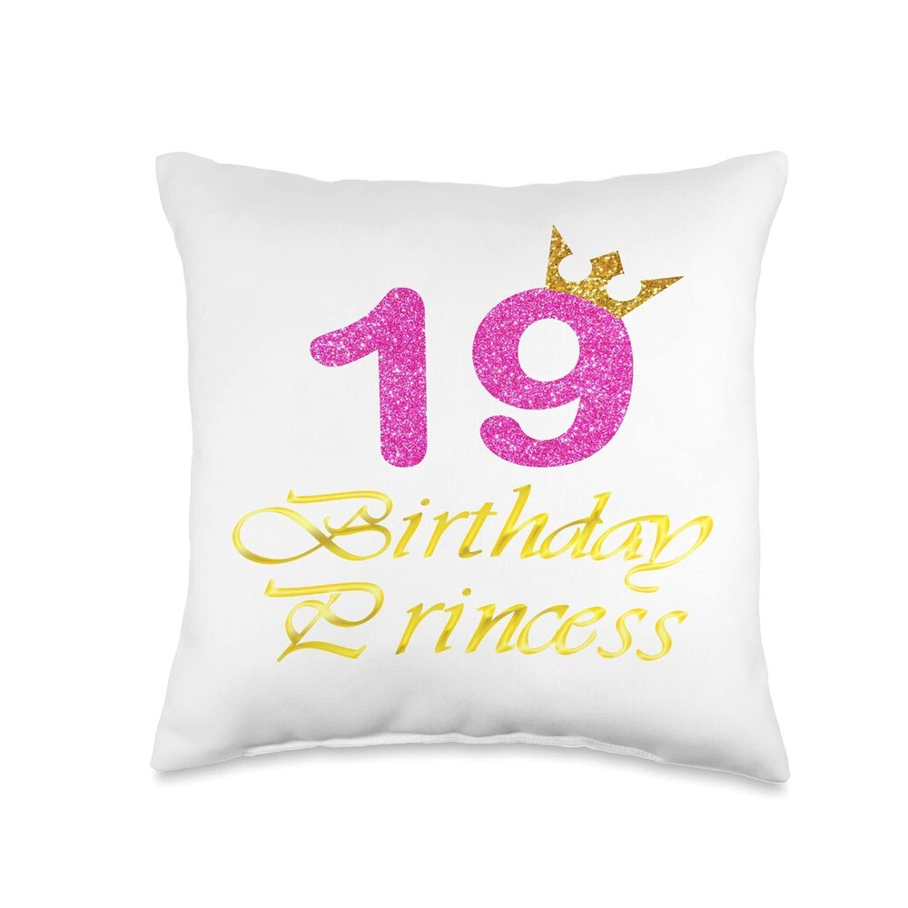 5072 19th Birthday Princess Cute Art For Girl 19 Years Old Throw Pillow